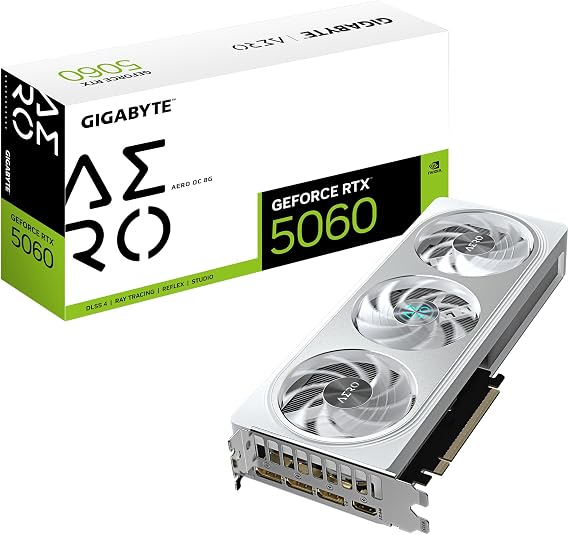 Gigabyte GeForce RTX 5060 AERO OC 8G Graphics Card - 8GB GDDR7 128bit PCI-E 5.0 2595 MHz Core Clock 3 x DisplayPort 1 x HDMI GV-N5060AERO OC-8GD