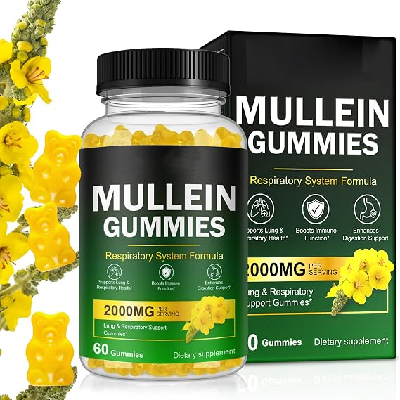Mullein Gummies 2000mg- Mullein Leaf Extract for Lungs, Lung and Respiratory System Support, Mullein Gummies - Mullein Leaf Extract for Lungs