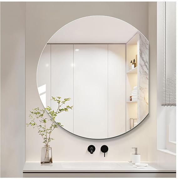 Mirror - Left/Right/Down - Bathroom Mirror, Semi-Round Mirror, Suitable For Bathroom, Bedroom, Living Room, Hallway, Vanity Mirror, Decorative Mirror(Left,19.7x15.7IN(50x40cm))
