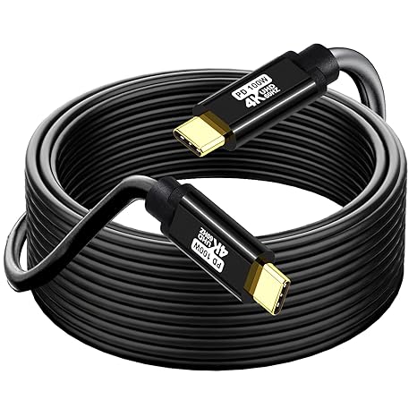 USB C to C Cable 25FT,100W 4K60HZ Type C GEN2x2(Data usb3.1),USB C Video Output from USB3.2/ USB4.0 Fast Charging & Sync for Xreal MacBook Pro iPad Pro iPhone 15-16-17 Pro Portable Monitor