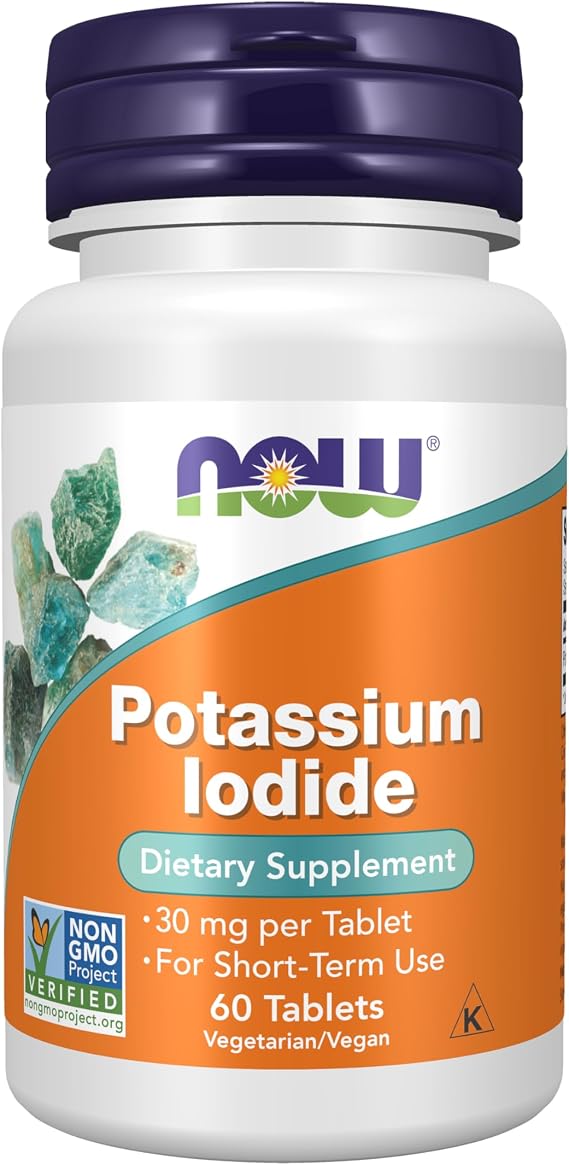 NOW Supplements, Potassium Iodide 30 mg, Non-GMO Project Verified, Dietary Supplement, 60 Tablets