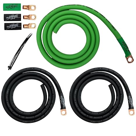 Sky High Oversized 4 Gauge OFC Big 3 Upgrade Green/Black Electrical Wiring Kit