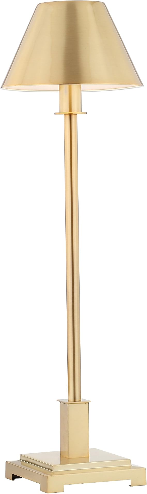 JONATHAN Y 26" Brushed Brass Gold Modern LED Table Lamp for Living Room Bedroom Home Office, Metal Empire Shade, Slim Desk Lamp for Nightstand Buffet, LED Bulb Included (JYL6006B)