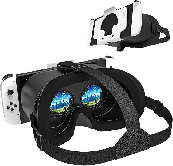 VR Headset for Nintendo Switch & OLED Accessories Upgraded, Virtual Reality VR Glasses for Kids Boys & Girls, 3D Goggles for Switch OLED Model VR Games Cool Stuff Head Strap