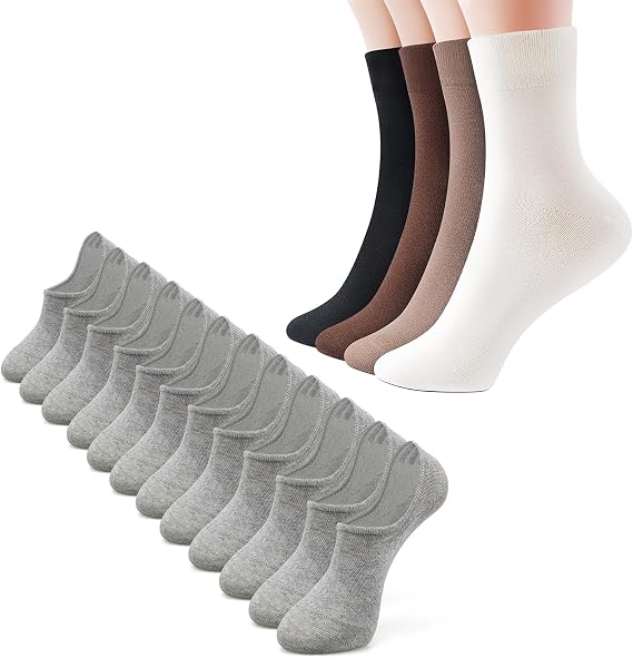 IDEGG Women and men socks for 6 Pairs no show and 4 Pairs crew socks