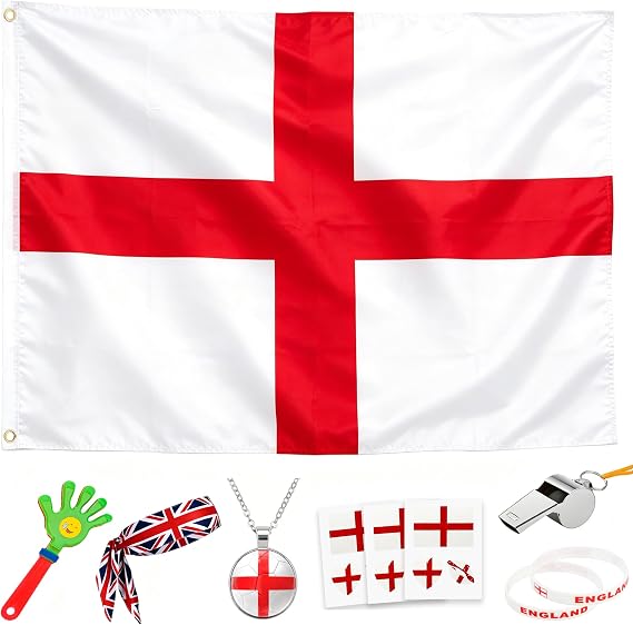 2026 World Cup Fan Accessories Kit, 7 PCS World Soccer Sport Cup Gear Set, World Cup Merchandise for Soccer Party Decorations, Stadium Events, Watch Party, Home Cheering (England)