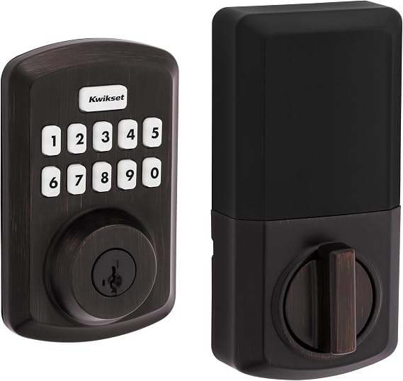 Kwikset Powerbolt 250 10-Button Keypad Venetian Bronze Transitional Electronic Deadbolt Door Lock, Featuring Convenient Keyless Entry, Customizable User Codes and Auto-Locking