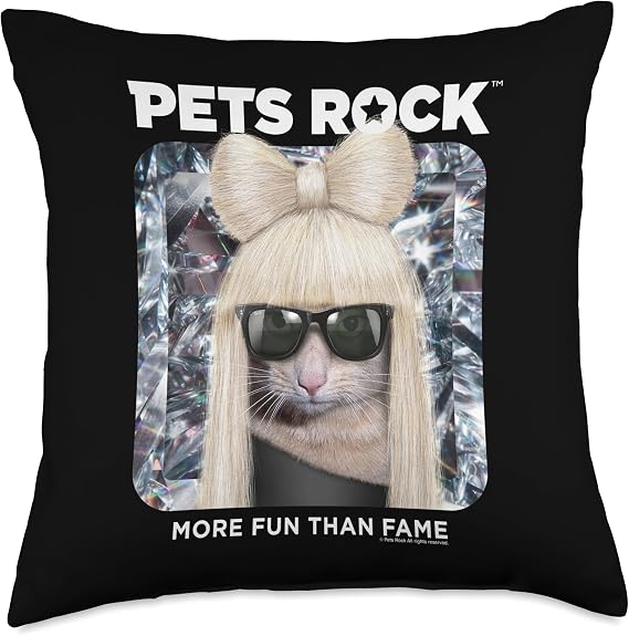 Pets Rock Pop Singer Cat Throw Pillow
