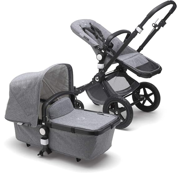 Bugaboo Cameleon3 Plus Classic Complete Stroller, Black/Grey Melange - Versatile, Foldable Mid-Size Stroller with Adjustable Handlebar, Reversible Seat and Car Seat Compatibility