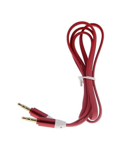 TX Audio Cable Mini 3.5 mm Jack Male to Male Flat Cable 1 m Red