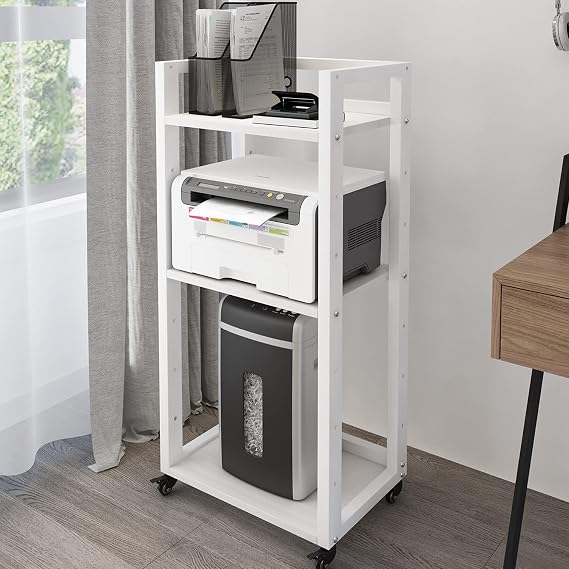 Natwind 3-Tier Tall Printer Stand,Shredder Stand Computer Host Holder,White