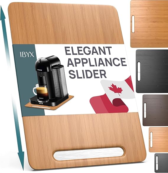 Ibyx Appliance Slider, Sliding Tray for Coffee Maker, 9.5 x 14 in, Natural | For Coffee Maker & Heavy Kitchen Appliances, Easy Slide, Made of Premium Bamboo, Space-Saving Kitchen Organizer 40lb Capacity