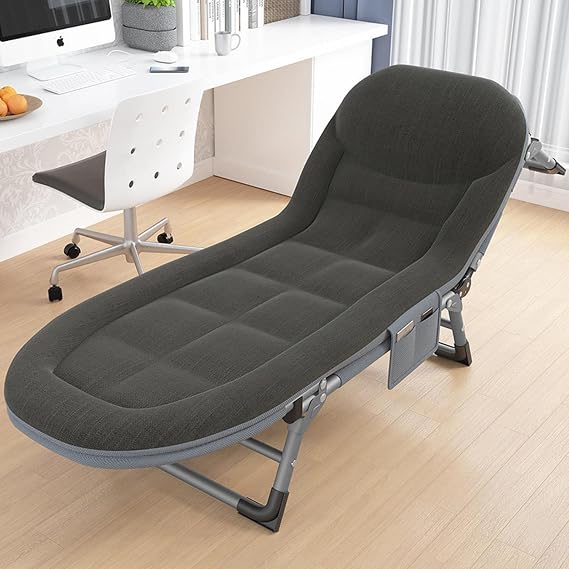 Metal Foldable Bed/Integrated Elastic Guest Bed Cot,5 Adjustable Single Rollaway Folding Bed,Portable Folding Bed Cot 76.7IN Length,Fold Out Bed for Bedroom & Office