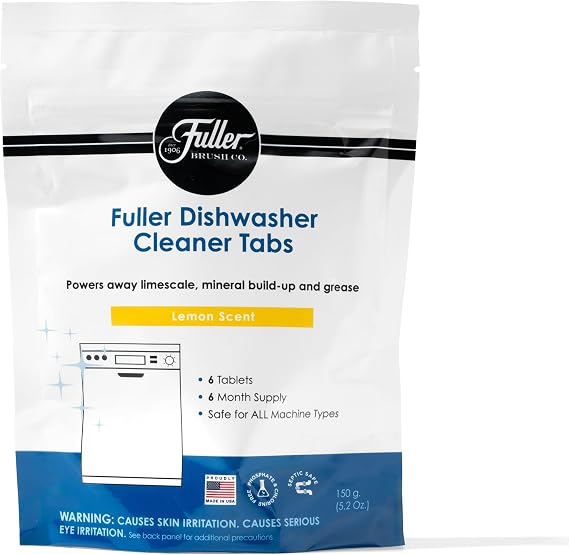 Fuller Dishwasher Cleaner Tabs Lemon Scent Eliminates Limescale, Grease & Odors Septic Safe, Compatible with All Dishwasher Types (Pack of 1)