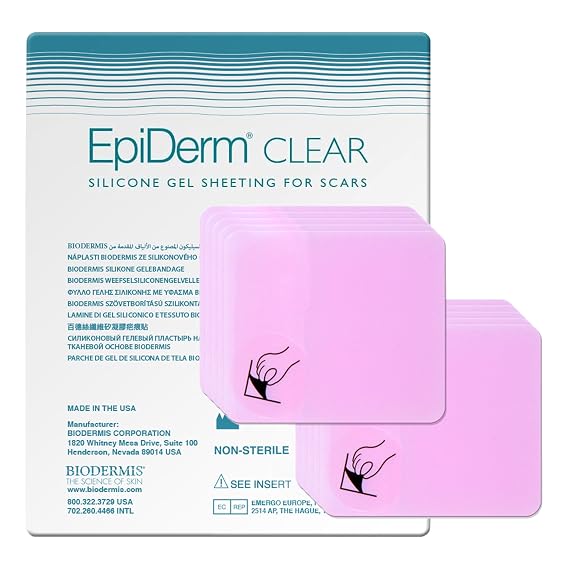 EpiDerm Patch, Professional Silicone Scar Patches, 2"x2.5", 5 Pairs, Clear