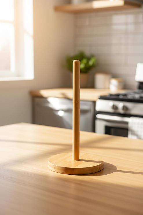 Amandus Round - Bambu Rulo Kağıt Peçetelik Havluluk Masa Üstü Dik Havlu Kağıtlık Yuvarlak 27 cm