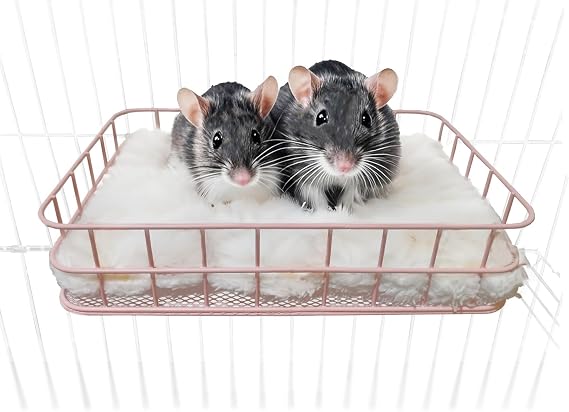 JSLZF Rat Cage Platform with Mat, Metal Chew-Proof Squirrel Ledge
