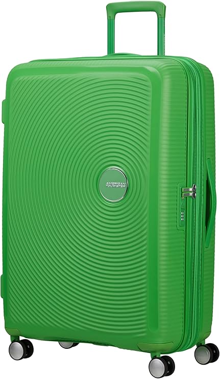 American Tourister Soundbox - Hard Shell Suitcase Large, 77 cm - Trolley Suitcase with 4 Wheels, TSA Lock, Expandable & Light, 97/110L, Green (Grass Green)