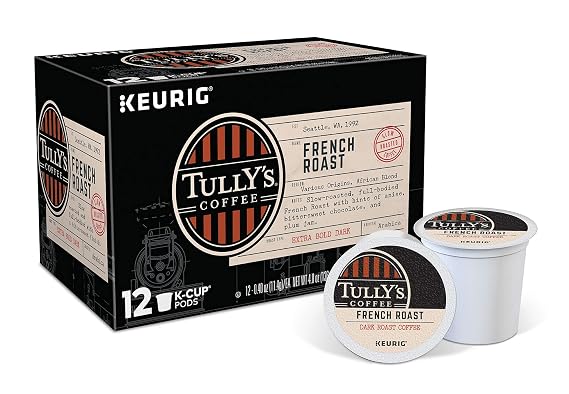 Tully's Coffee French Roast Keurig Single-Serve K-Cup Pods, Extra Bold Dark , 12 Count