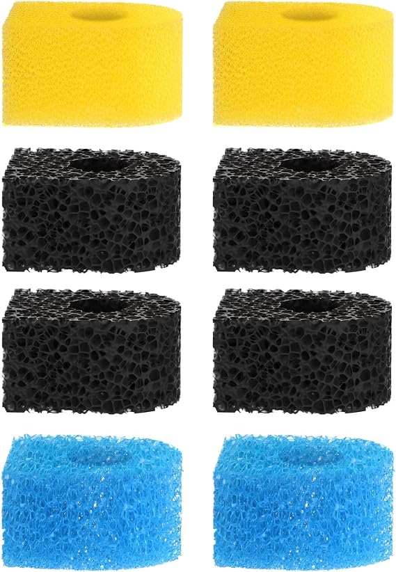 Aquarium Filter Replacement Sponges Kit for Model QF-188/QF-288, Including 2 Fine Sponge, 2 Coarse Sponge & 4 Carbonized Sponge