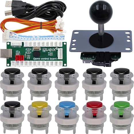 SJ@JX Arcade Game Controller DIY Kit Microswitch Button 4&8 Way Joystick Zero Delay USB Encoder Fighting Stick Handles Console for PC MAME Raspberry Pi Retropie