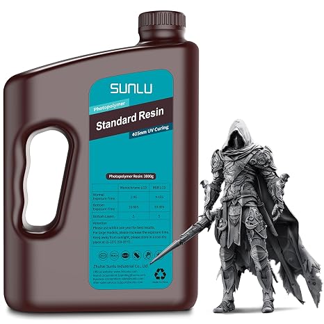 SUNLU 3KG Standard Resin Dark Grey, 3D Printer Resin 405nm UV Curing Standard Photopolymer Rapid Resin for LCD/DLP/SLA Resin 3D Printer, High Precision, Low Shrinkage, Dark Grey 3000g