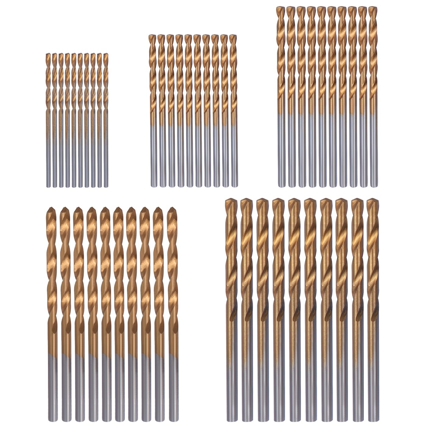 Mesee 50 Pieces Mini Twist Drill Bit Set 1mm 1.5mm 2mm 2.5mm 3mm Titanium Coated HSS Drill Bits Round Shank Micro Twist Bits for Drilling Wood Plastic Copper Aluminum Alloy