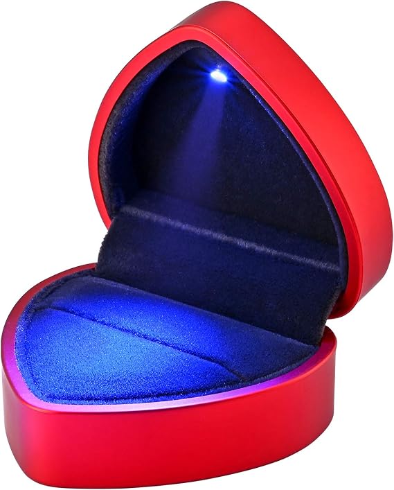 Yeshom Heart Shape LED Ring Box Jewelry Wedding Engagement Proposal Light