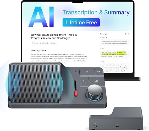HiDock H1 Lite Conference Speakerphone with AI Transcriptions & Summaries