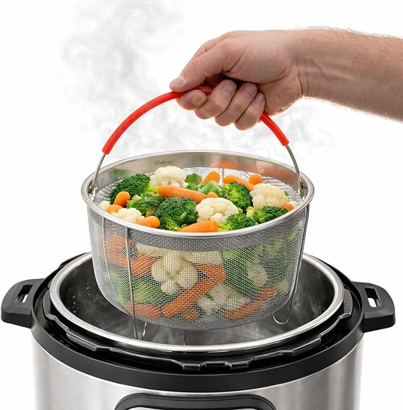 Salbree Steam Basket for Instant Pots and Other Pots & Pressure Cookers, Steaming Vegetables, 6 Quart, Silver, SSSB-102