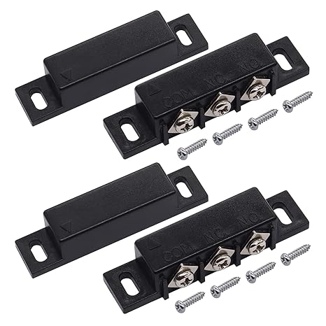 weideer 2pcs MC-31B Magnetic Reed Switch Wired Surface Mount Normally Open Closed NC NO Door Contact Sensor Alarm Magnetic Door Switch Black