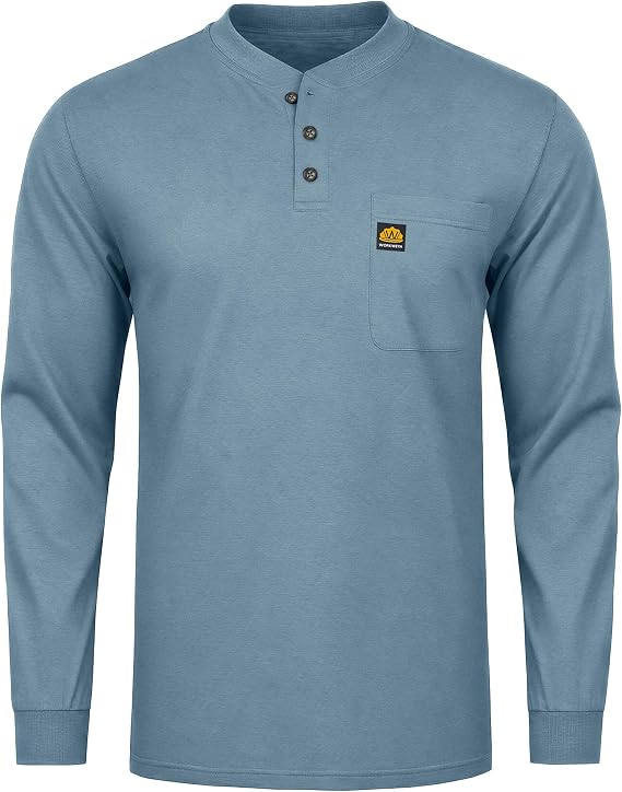 FR Shirts for Men 5.5 oz Flame Resistant Long Sleeve Shirt for Welding CAT2