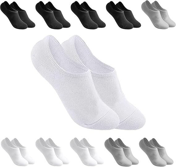 David Benjamin Unisex 10’lu Premium Kutulu Pamuk Sneaker Çorap Patik Çorap - Nefes Alabilen, Kaymaz, Dikişsiz - Kadın & Erkek için Terletmeyen, Yumuşak, Kısa Çorap, Spor Çorabı - Yürüyüş, Koşu için