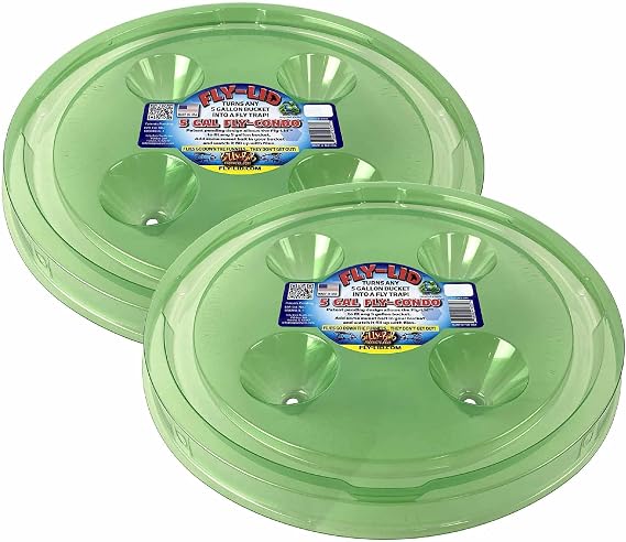 Billy-Bob Fly-Lid 5 Gallon Bucket Fly Lid (2 Pack) Turn Any 5 Gallon Bucket into a Fly Trap!