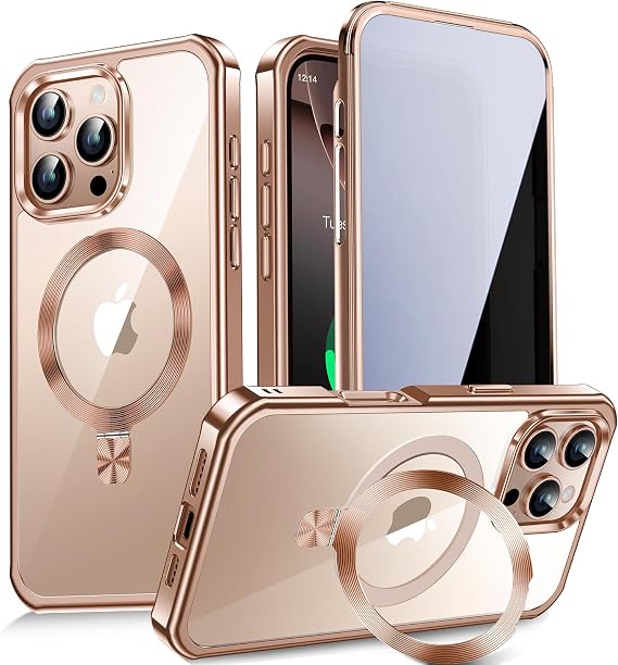 Reukdnv Magnetic Privacy Case for iPhone 16 Pro Case with Ring Stand, 6.3"