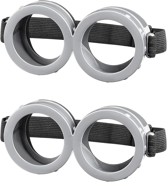 2 Pack Halloween Goggles for Adult Kids, Round Goggles Glasses Costume | Costume Accessories for Children Men Women Cosplay Party Set Silver
