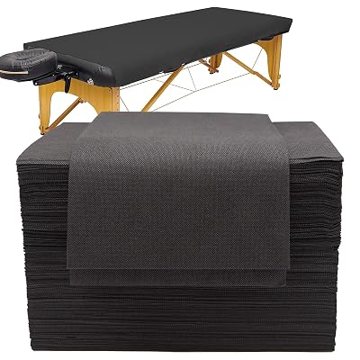 50 Count Disposable Massage Table Sheets, Disposable Bed Sheets fot Massage Table, Disposable Bed Covers for Lash Bed, Tattoo, Spa, Esthetician, 31  71 inches Black
