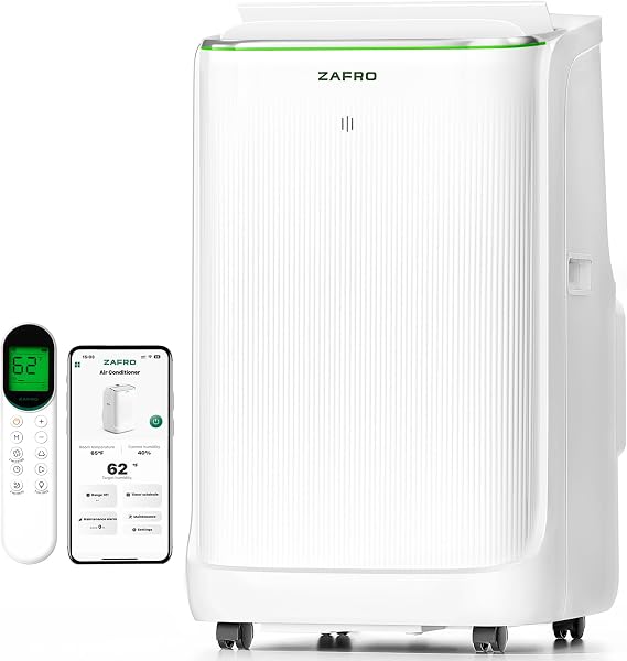 ZAFRO Smart Inverter Portable Air Conditioners, 14000 BTU (10000 BTU SACC) | Dual Hose Portable AC Unit with Energy Saving/Ultra Quiet(42dB 2026)/Drainage-free Cool/APP/Remote for Multi-Scenario Use