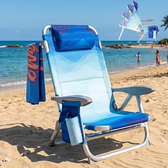 #WEJOY Beach Chairs Low Lightweight,Adjustable 4 Position for Outdoor