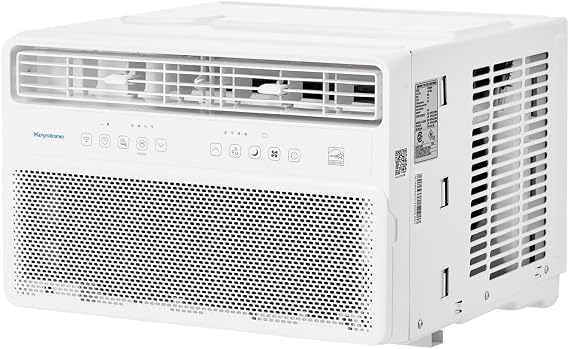 Keystone 24,000 BTU Window Mounted Inverter Air Conditioner with Quiet | 230V, Quiet, High Efficiency Operation, Remote Control, for Apartment, Living Room, Bedroom, Large Rooms up to 1500-Sq. Ft.