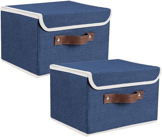 2Pack Storage Bins Boxes with Lids 10" x 8" x 7" Decorative Storage Baskets