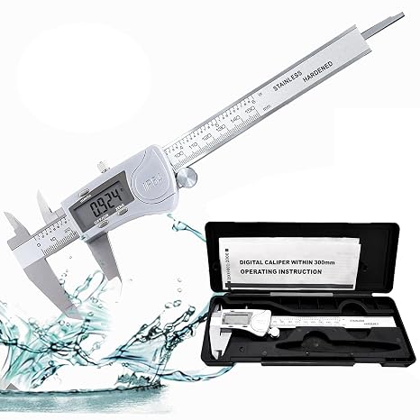 Digital Caliper Measuring Tool,150mm/ 6 Stainless Steel IP54 Waterproof Electronic Micrometer Caliper with Large LCD Display for Jewelers, Woodworkers