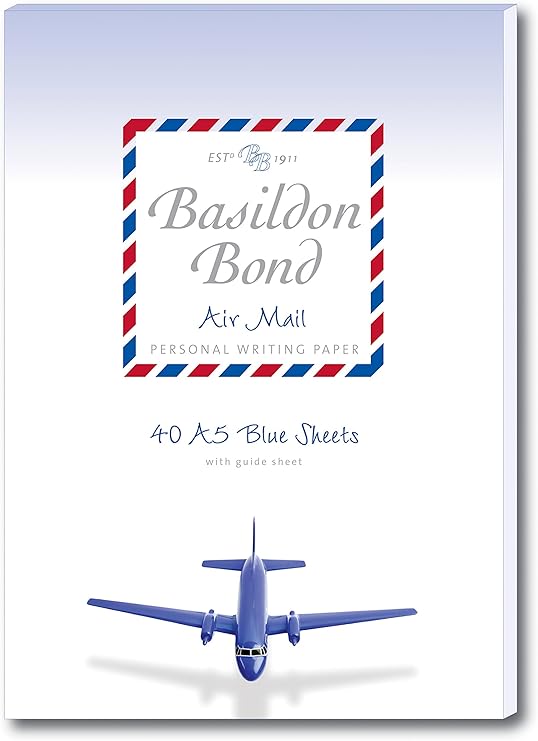 Basildon Bond A5 148 x 210 mm Writing Pad with 40 Sheets - Airmail Blue