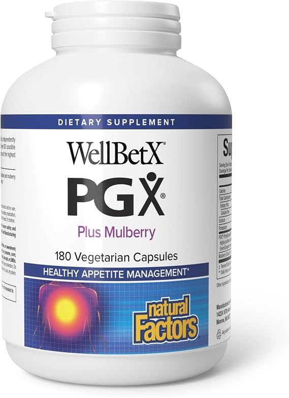 Natural Factors PGX Plus Mulberry, 180 Capsules (45 Servings) | Soluble Fiber Supplement to Support Healthy Metabolism & Digestive Health*