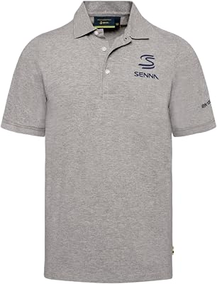 Ayrton Senna F1 Mens Legacy Polo Shirt Gray, M