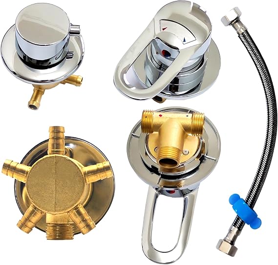 2/3/4/5-Way Split Shower Diverter Valve, Solid Brass Hot And Cold Water Mixer, Bathroom Faucet, Shower Mixing Valve For Shower Cabin Shower Screen,Five Way