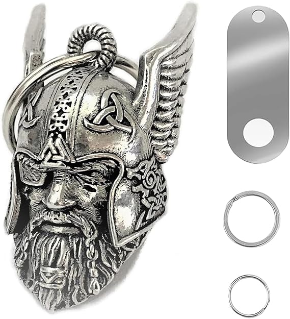Guardian Bell for Motorbikes, Viking God Odin Guardian Bell, Motorcycle Good Luck Charm with Hanger for Motorcycle Riders and Biker Protection Pendant