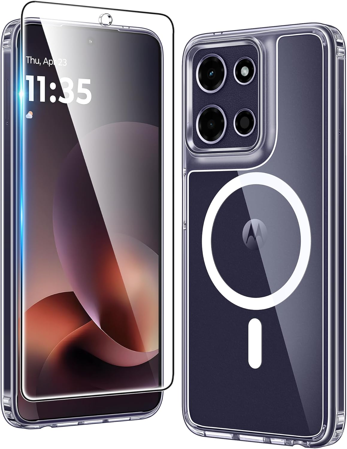 Motorola Moto G-Power-5G-2026用FNTCASE ケース:Moto G Power 2025用ケース クリア スリム 黄変防止 携帯電話カバー - 頑丈な耐衝撃保護バンパー透明携帯電話ケースクリア磁気