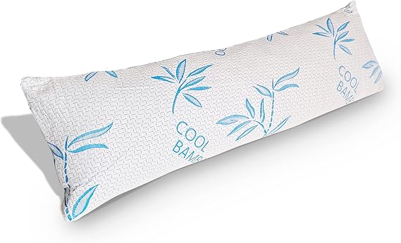 Comfysleep 1 Pack Body Size Rayon Made from Bamboo Pillow for Sleeping, Cooling Shredded Memory Foam Adjustable Bed Pillow with Hypoallergenic, Removable/Washable Cover (Body Pillow)