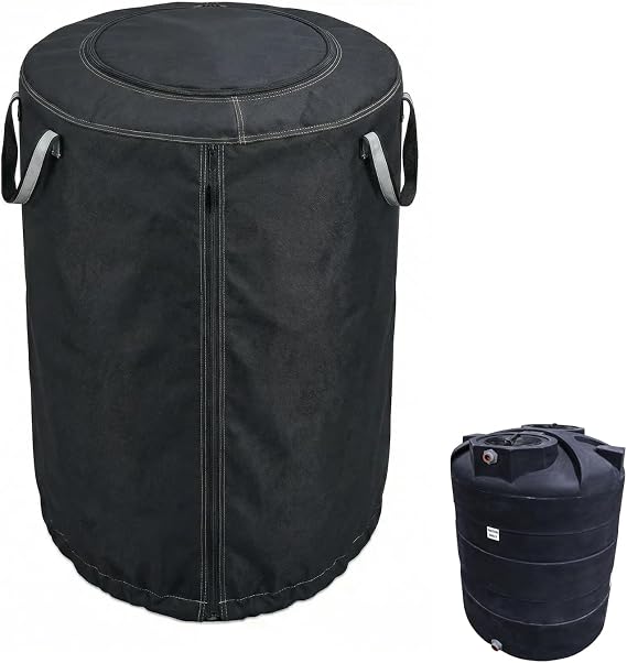 Deosk 1000 Gallon Water Tank Cover With Round Top Opening, Outdoor Gallon Water Tank Covers With Reflective Handle And Side Zipper, Waterproof & Windproof 70"Dx79" H(Black)